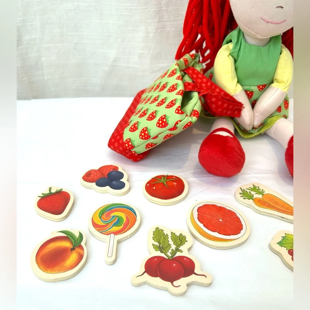 Strawberry Doll with Red Hair and Good‎ For You Healthy Eating Food Accessories
